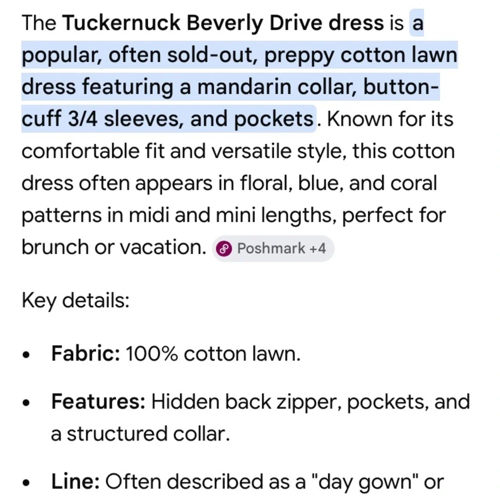 New w Tag: Beverly Drive Cotton Lawn Mini Day Gown with Pockets. Size Small